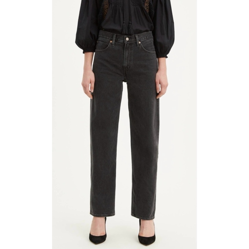 LEVI’S Washed Black Slouchy Relaxed Dad Jeans